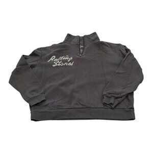 vintage-inspired rolling stones quarter zip crewneck